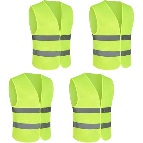 Cheerhom Gilet de Sécurité Jaune Réfléchissant 4 Pièces pour Homme Femme Adulte Haute Visibilité (1/5)