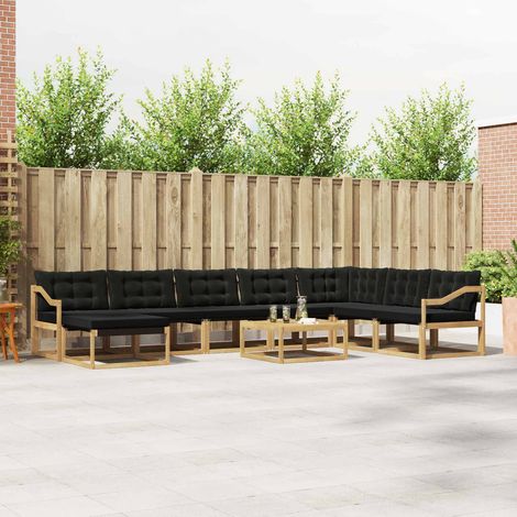 vidaXL Outdoor-Sofagarnitur 9 pcs Weiß und Schwarz 79 x 79 x 37 cm (1/5)