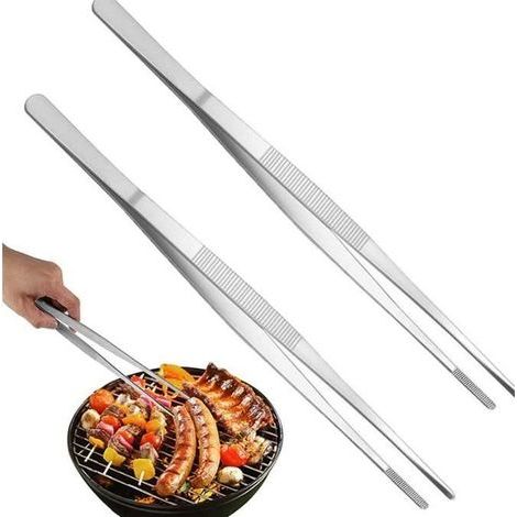 2-teilige Küchenzange aus Edelstahl, Bratzange, Präzisionspinzette zum Kochen und Zubereiten von Meeresfrüchten, 30 cm (1/4)