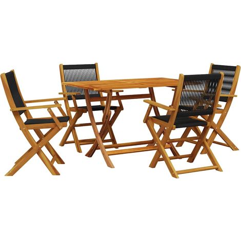 Maison Exclusive - Set Pranzo da Giardino 5 pz Nero Polipropilene e Legno Massello (1/5)