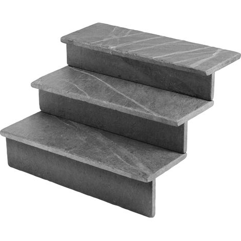 Dessus de marche Ardoise Noire Vieillie 80x30x3 cm Bord Droit (à l'unité) - RO'MA NATURE (1/5)