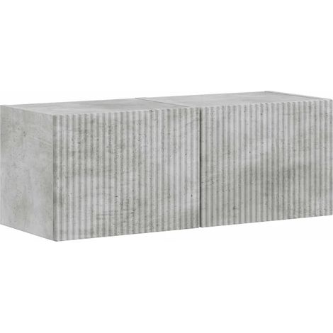 Lot de 2 meubles TV muraux modernes avec portes et étagères 60 x 31 x 29.5 cm en bois d'ingénierie béton (1/5)