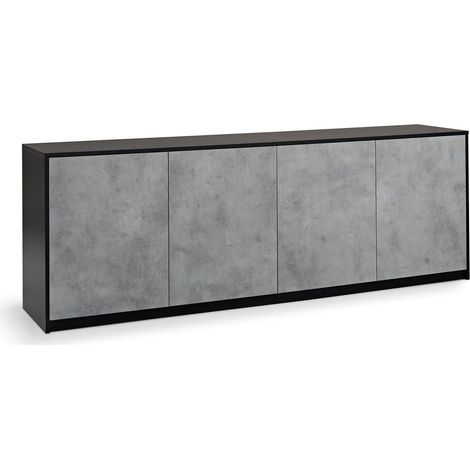 Buffet 4 portes TUX noir/ciment (1/4)