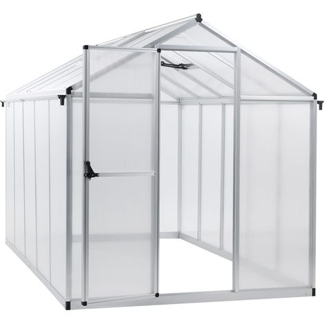 Aoodor walk-in Polycarbonate Greenhouse for Outdoors-304x182.9x205.7cm-silver (1/5)