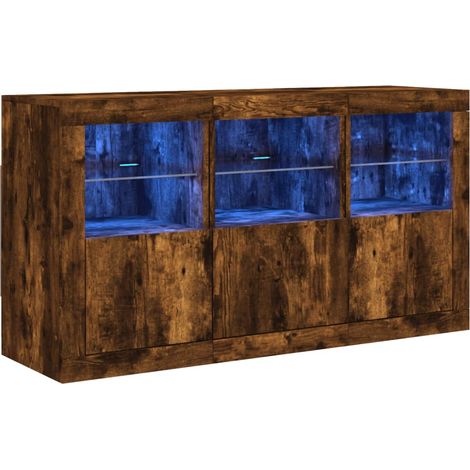 Maison Exclusive - Aparador con luces LED roble ahumado 123x37x67 (1/5)