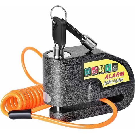 VURAHOME - Verrou de frein à disque d'alarme de moto, antivol de roue de sécurité antivol étanche 110 dB avec câble de rappel de 1,5 m (1/5)