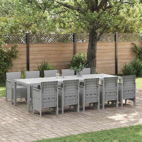 Conjunto de Comedor de Jardín 11 uds. Gris claro vidaXL (1/5)