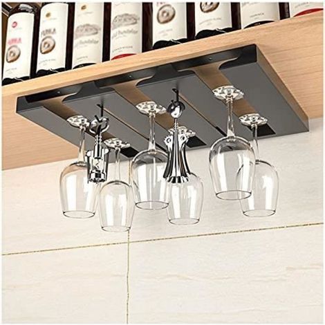 Support à verres à vin suspendu (rangée 2-3-4-5-6) support à verres à pied sous armoire support de séchage support de rangemen[714] (1/5)