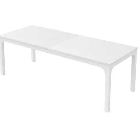 Mesa de comedor rectangular blanca 200 x 70 x 75 cm de MDF y metal (1/5)