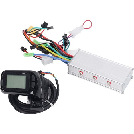 Kit de contrôleur moteur vélo électrique 28A 36V/48V 500W avec écran LCD S886, alliage d'aluminium pour conversion DIY scooter sans balais