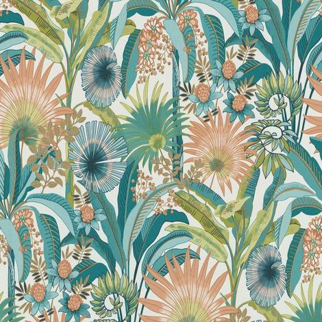 Erismann Martinique Tropical Teal Wallpaper Botanical Paste The Wall Vinyl