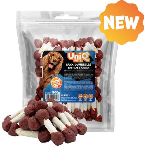 Uniq Pets Kausnacks für Hunde, 500 g Hanteln mit Ente (1/4)