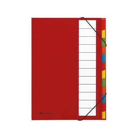 Ordnungsmappe Deskorganizer Premium DIN A4 225g/m² Karton Polypropylenfolie kaschiert Farbe: rot Farbe des Fächerblocks: mehrfarbig 12 Fächer (1/4)