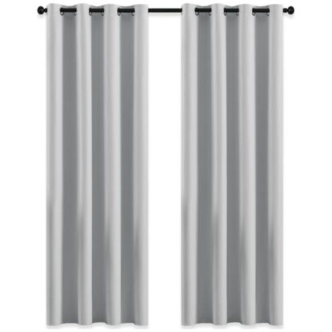 Tende oscuranti da giardino con occhielli per pergola, termoisolanti e oscuranti per gazebo, 132 x 213 cm, grigio-bianco, set da 2