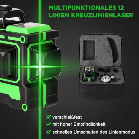 Niveau Laser 3D 12 Lignes - Double 360° Horizontal/Vertical - Pivotant 120° - Trépied 1,2m Offer - Idéal Placo & Aménagement Intérieur (1/5)