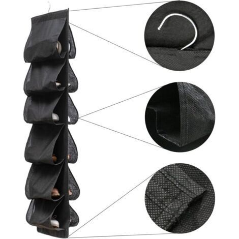 Hanging Shoes Organizer Behind Door Storage - 117 32CM with 12 Pockets, Over the Door Organizer, Shoe Rack Holder for Shoe Storage, Black, 1 Piece. (1/4)