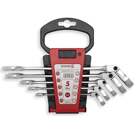 Juego con 5 llaves combinadas carraca flexible  DOGHER 458-015
