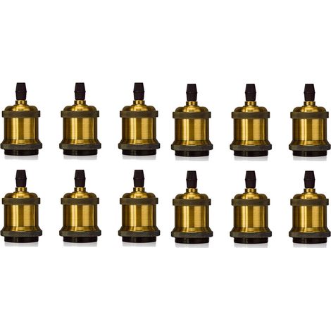 Douille de Lampe E27 Vintage Edison Rétro Lampe Base Chambre Salon pour Lustre Suspension Plafonnier DIY Laiton - 12Pcs (1/5)