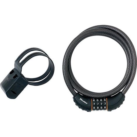 Master Lock Black Braided Steel Combination Cable 1.8M