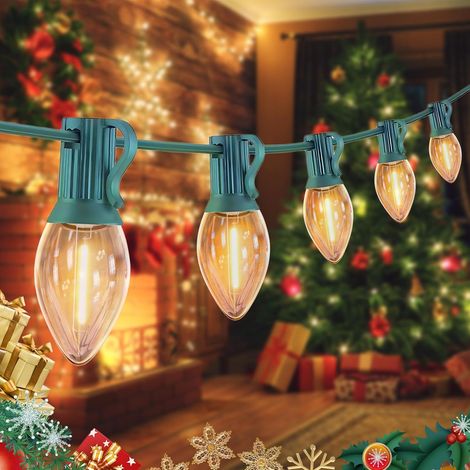 Guirlande lumineuse de Noël extérieure m - chaud et ampoules vintage Fil étanche 3 10 Blanc transparent vert (1/3)