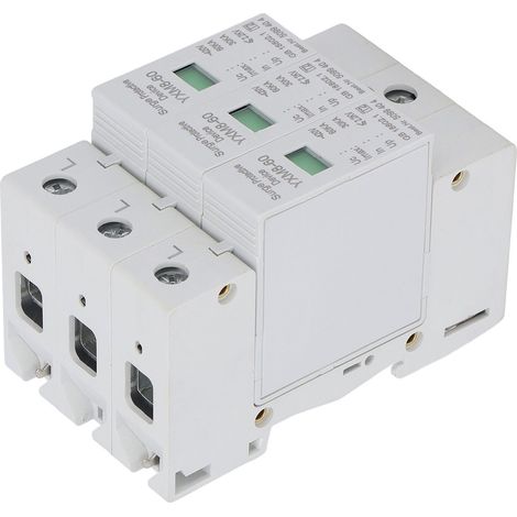 Parafoudre triphasé 3P module protecteur tension PC ignifugé 60KA 420V disjoncteur surtension rail DIN (1/5)