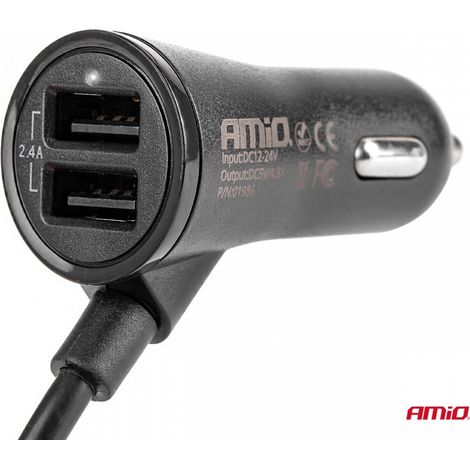 Chargeur avant/arrière avec câble d'extension USB 4x AMIO-01986 (1/4)