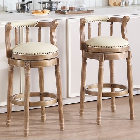 MEUBLIV Sgabello da bar girevole 55 x 55 x 96 cm bianco con schienale (1/5)