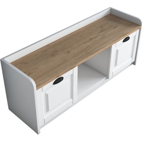 Scarpiera Egay, Mobile Portascarpe 6 Paia, 2 Ripiani, 2 Ante, 120x40x45h cm Bianco