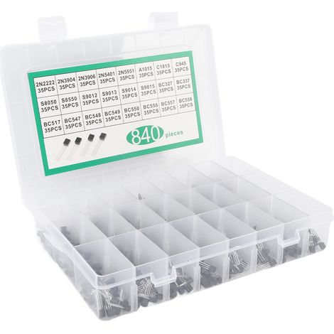 Sortimentssatz mit 840 Transistoren, Dioden und Trioden BC337, BC549 und A1015 (24 Werte, NPN und PNP) für allgemeine Zwecke. (1/5)