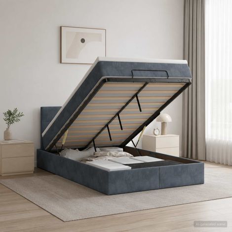 vidaXL Cama otomana con colchón Gris oscuro 120 x 200 cm Terciopelo (1/5)