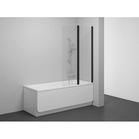 Ravak Chrome - Badewannenabtrennung CVS2-100 P, zweiteilig, 100 x 150 cm, schwarz/klares Glas 7QRA0300Z1 (1/2)