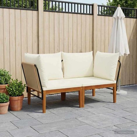 vidaXL 2 pc Bois d'acacia massif et corde Naturel (1/5)