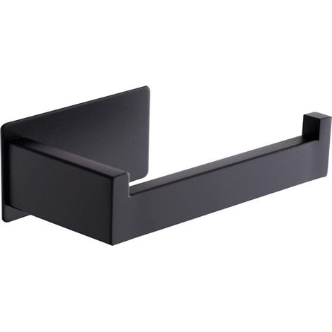 Portarrollos de papel higiénico de pared, no requiere taladrar, para baño y cocina, color negro.