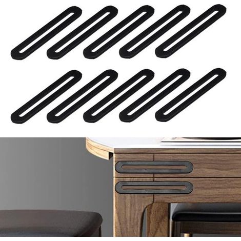 10 supporti piatti per pannelli di permutazione, supporti fissi regolabili con connettori a fessura singola per mobili in legno, 9 x 1,9 cm (nero) (1/5)