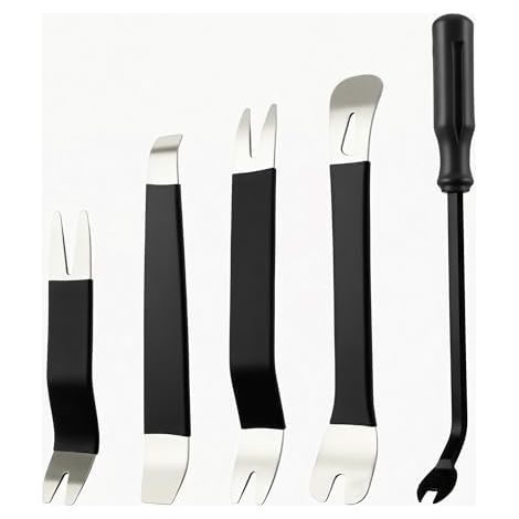 Set d'outils de démontage Automobile, 5 pièces Cales en métal pour Garnitures + Outil Levage, kit réparation Automobile Le Retrait des Panneaux Porte et Garniture (5, Noir) Noir -