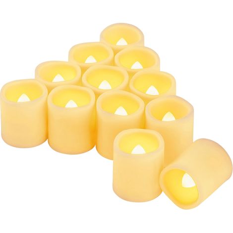 Bougie Chauffe-Plat LED - Vacillante Sans Flamme - 3,8 x 4,6 cm - Blanc Chaud - Piles AAA - Pour Photophore Mason - Lot de 12 (1/5)