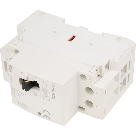 Contacteur secteur domestique 2P 63A 220V 50Hz sur rail DIN avec interrupteur de commande manuel 2NO (1/5)