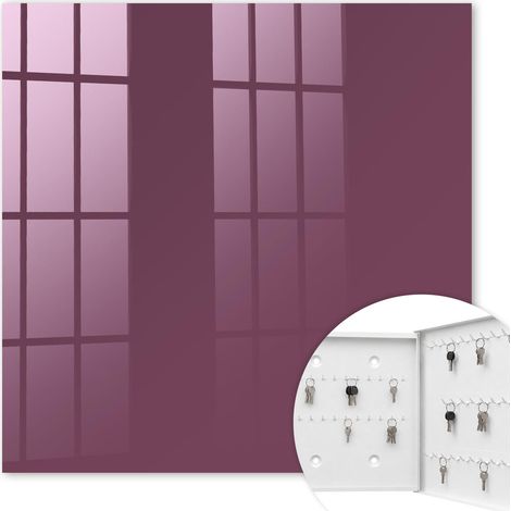 Armoire à clés - (30 cm x 30 cm) - Boîte à clés murale - Coffret de rangement pour clés - Couleur blanche - Ouverture vers la droite - Pour maison et bureau - Couleur bordeaux (1/5)