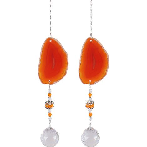 Lot de 2 pendentifs en forme de boule de cristal d'onyx naturel, attrape-soleil, pour fenêtre, maison et jardin (1/5)