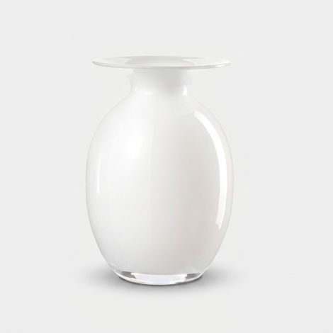 Vaso decorativo in vetro artigianale Bombetta - Bianco (1/2)