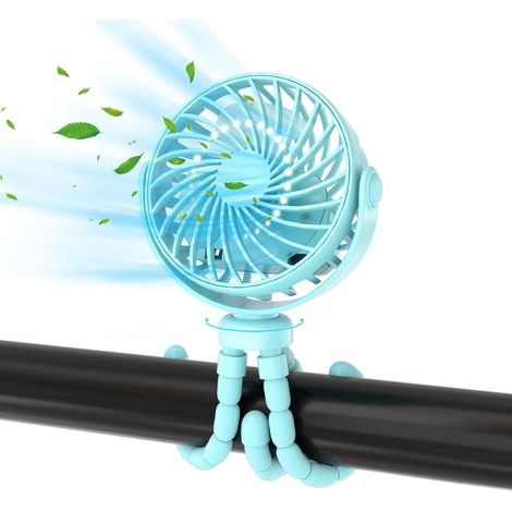 Mini ventilatore - Mini ventilatore portatile - Ventilatore USB - Mini ventilatore silenzioso - Ventilatore staccabile a 3 velocità - Rotazione a 360° - Blu (1/5)