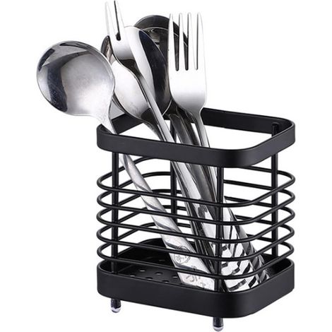 Kitchen Sink Sponge Holder, Stainless Steel Kitchen Organizer, Kitchen Sponge Storage, Kitchen Sink Organizer, Kitchen Storage and Organization for Sponge, Brush, Detergent (Black) (1/5)