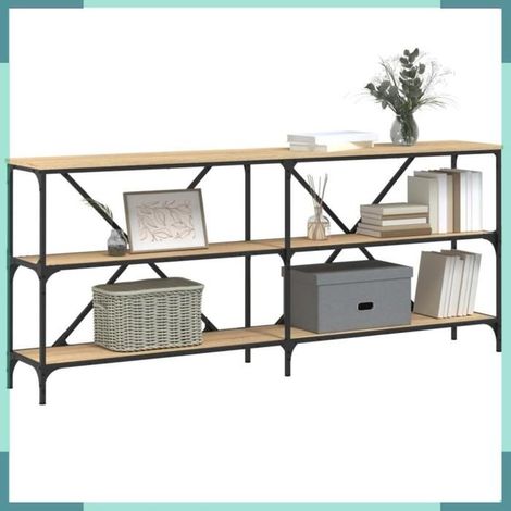 832854 Table console chêne sonoma 180x30x75cm bois d'ingénierie et fer (1/5)