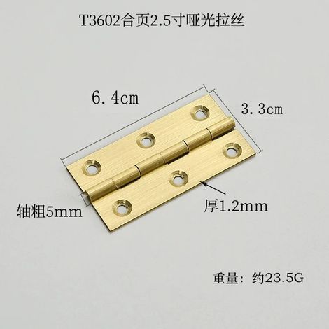 (Finition mate - 3,3 x 6,4 cm) 10 charnières en laiton massif, style vintage, pour portes, fenêtres, placards et boîtes. Quincaillerie pour meubles. (1/5)