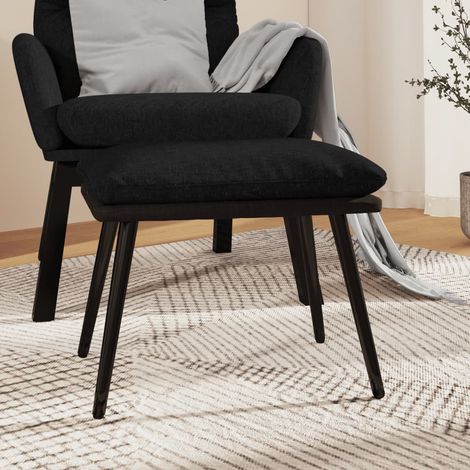 Repose-pieds tabouret avec siège d’appoint, tissu et similicuir noir, 45 x 29,5 x 35 cm - PANGIVO (1/5)