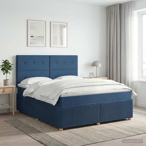 vidaXL Lit boxspring avec matelas Bleu 140 x 190 cm Tissu (1/5)