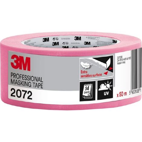 Ruban de masquage rose 3M – Surface extra sensible – Longueur 50m – Largeur 48mm – Faible adhésion pour surfaces délicates