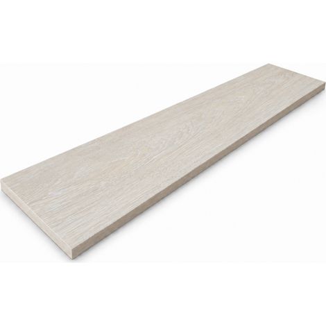 Mensola da Muro, Mensola Sospesa, Fissaggio a Scomparsa, Mensola Legno, Kit Tasselli Incluso, Rovere Sbiancato, 90x18x1,8 cm (1/4)