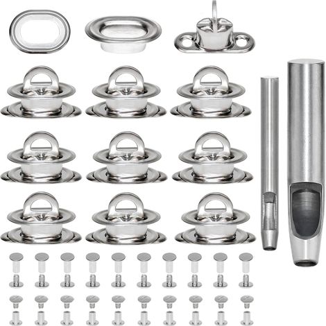œillets Ovales Twist Verrouiller en Laiton Nickelé Tourniquet Bache avec Outils Oeillet pour Bâche en Tissu Bricolage Craft Bricolage Cuir Porte Monnaie Cartable Valise Coffret Argent (1/5)