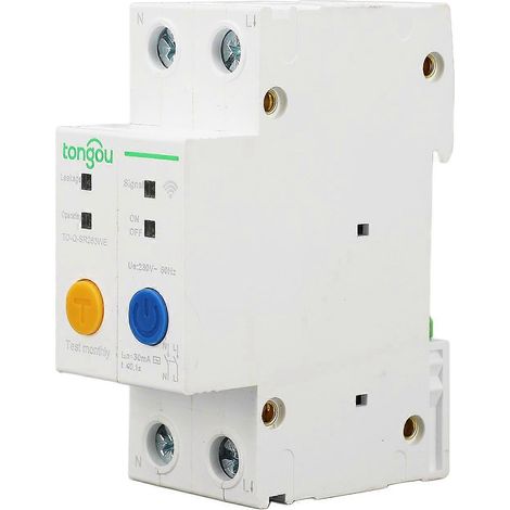 Disjoncteur bipolaire AC230V avec WiFi, télécommande, minuterie et surveillance en temps réel, montage sur rail DIN
